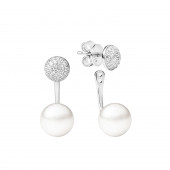 Cercei perle naturale albe din argint cu cristale DiAmanti SK19234E-G
